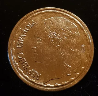 Reproducción 1 peseta II República Española