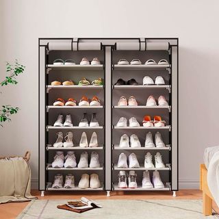 Armario Zapatero Tela 125x92x28 Cm Gris NUEVO