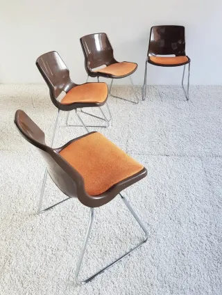 4 Sillas apilables Svante Schöblom. Vintage 70s.