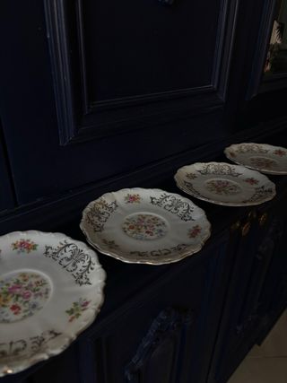 Set 4 Piattini Porcellana Oro Floreale