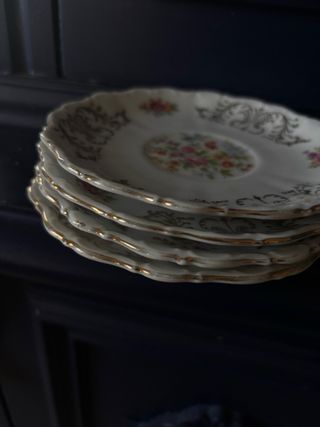 Set 4 Piattini Porcellana Oro Floreale