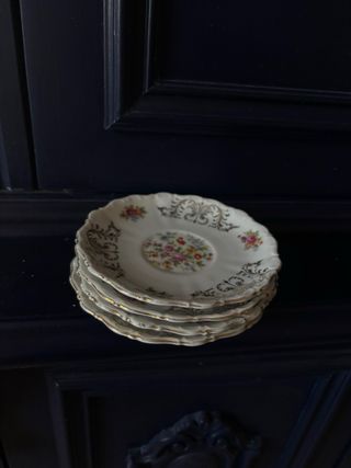 Set 4 Piattini Porcellana Oro Floreale