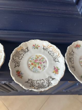 Set 4 Piattini Porcellana Oro Floreale