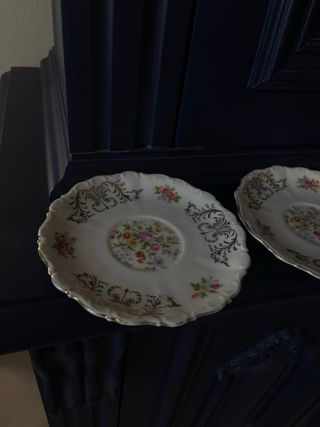 Set 4 Piattini Porcellana Oro Floreale