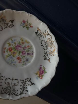 Set 4 Piattini Porcellana Oro Floreale