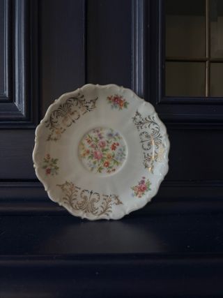 Set 4 Piattini Porcellana Oro Floreale