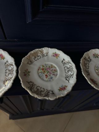 Set 4 Piattini Porcellana Oro Floreale