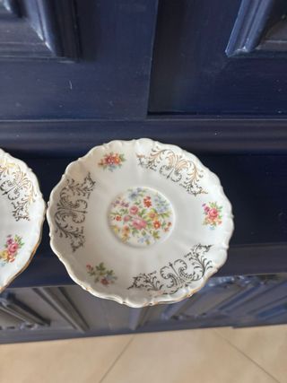 Set 4 Piattini Porcellana Oro Floreale