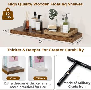 Estantes de pared Vintage Madera 60x20 cm (2 uds)