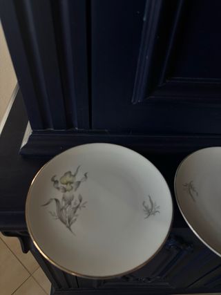 Set 5 Piatti Porcellana con Bordi Oro