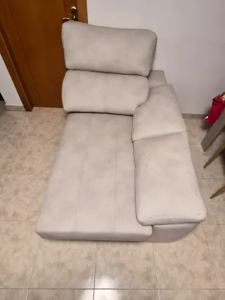 Sofá chaise longue beige tela