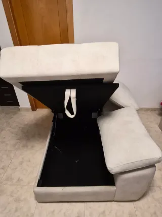 Sofá chaise longue beige tela