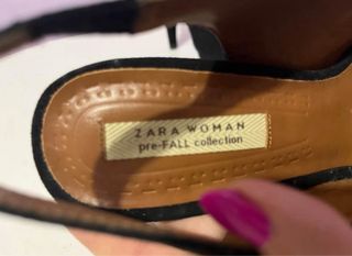 Zapatos Zara Peep Toe Tacón Alto Ante Negro