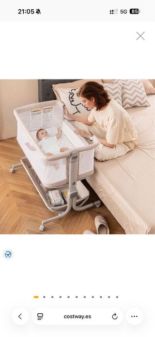 Cuna colecho con ruedas beige Costway