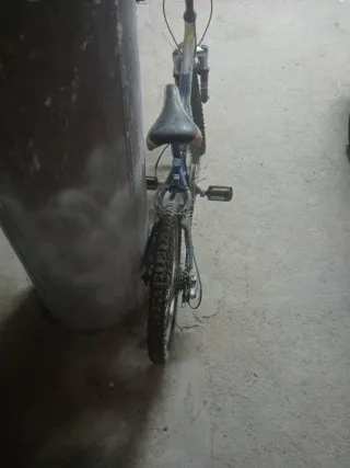 Bicicleta infantil azul y amarilla