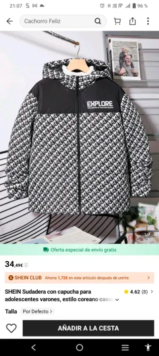 Abrigo SHEIN estampado chico Talla 16