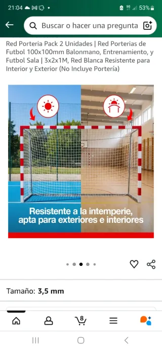 Pack 2 Redes Portería Balonmano/Fútbol Sala