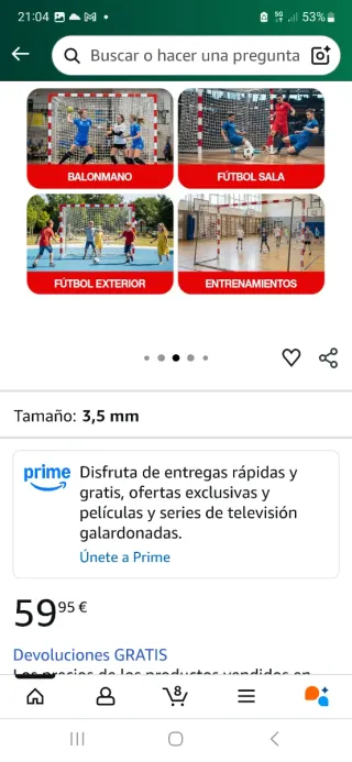 Pack 2 Redes Portería Balonmano/Fútbol Sala