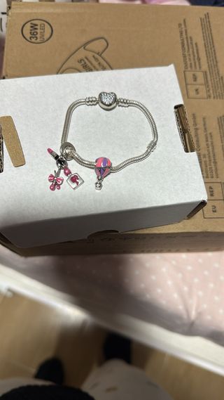 Pulsera Pandora Talla 15 Corazón y Charms