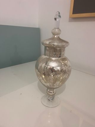 Jarrón decorativo de cristal plateado