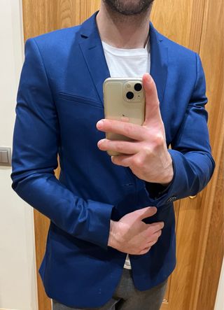 Conjunto Traje Americana y Pantalón Zara Azul