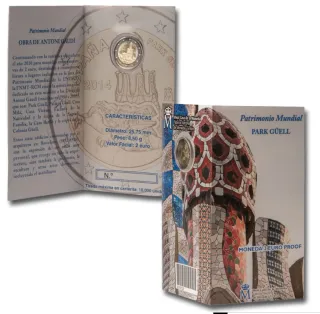 2 Euro Proof Carterita Park Güell Antoni Gaudí