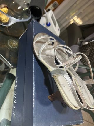 Sandalias fiesta plata tacón Nicolas T.39