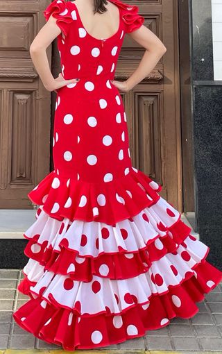 Traje de Flamenca Rojo Lunares Talla 36/38