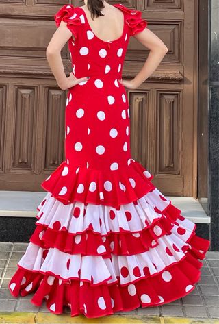 Traje de Flamenca Rojo Lunares Talla 36/38