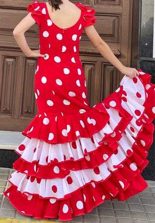 Traje de Flamenca Rojo Lunares Talla 36/38