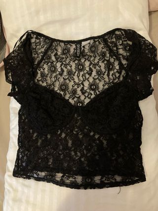 Top encaje negro Divided Talla XS