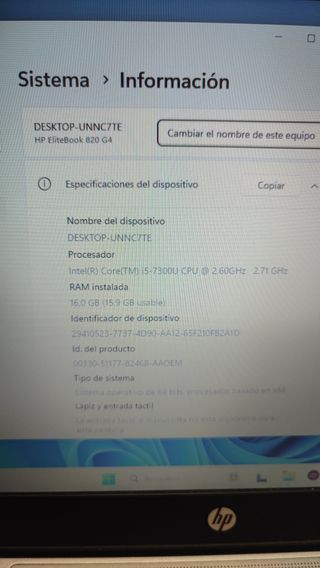 HP i5 7300U 16GB RAM 248GB SSD W11