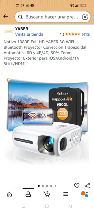 Proyector Yaber Pro V7 1080P sin usar