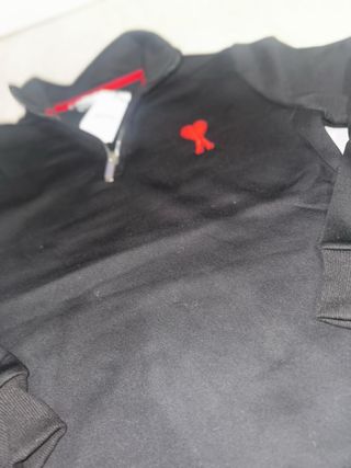 Sudadera Ami Paris Negra Media Cremallera