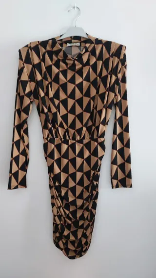 Vestido estampado geométrico manga larga