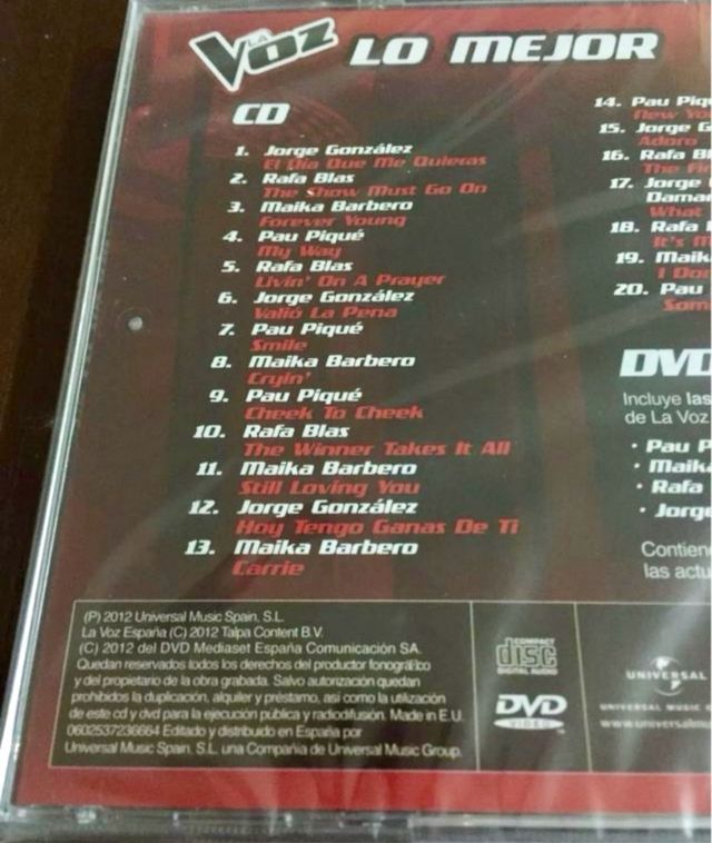 LA VOZ LO MEJOR 2012 CD DVD CON CONTENIDOS EXTRA