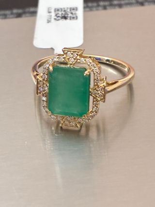 Anillo Oro Esmeralda y Diamantes Naturales