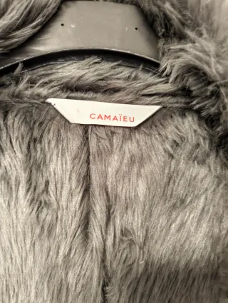 Cappotto ecopelle e pelliccia sintetica grigio M