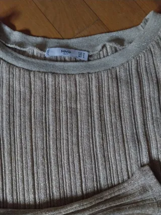 Jersey canalé glitter dorado Mango