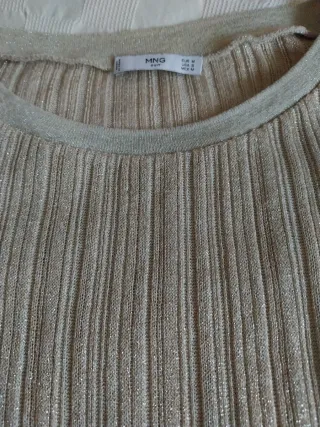 Jersey canalé glitter dorado Mango