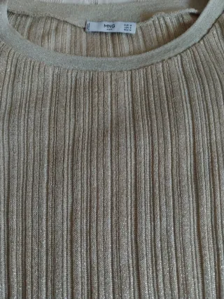 Jersey canalé glitter dorado Mango