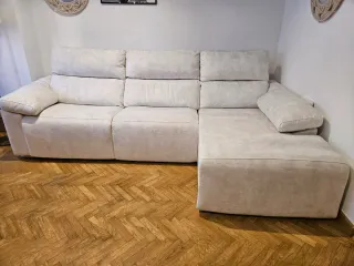 Sofá chaise longue beige + Canapé