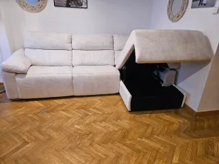 Sofá chaise longue beige + Canapé