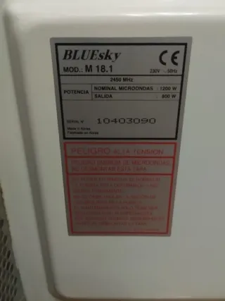 Microondas Bluesky 20L Blanco