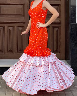 Traje Flamenca Lunares Rojo Talla 38/40