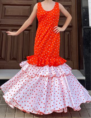Traje Flamenca Lunares Rojo Talla 38/40