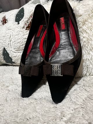 Bailarinas CH terciopelo negro y marrón