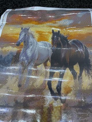 Nuovo Kit quadro perline cavalli tramonto