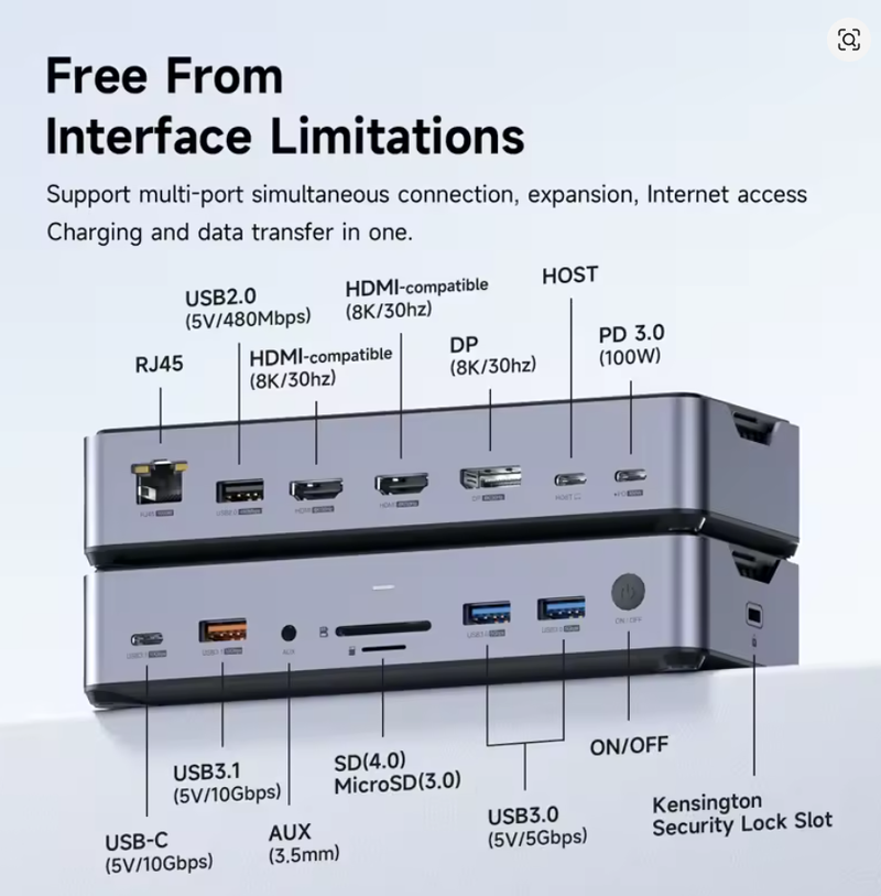 Dock HAGIBIS 8K Triple Pantalla SSD M.2 afbeelding 2