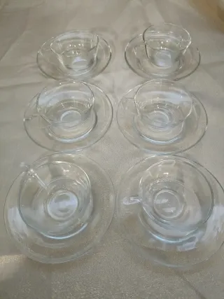 Juego 6 tazas con sus  6 platos de café Duelex cri